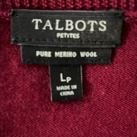 Talbots 100% Pure Merino Wool Button Front Cardigan Sweater Oxblood Size LP - Picture 10 of 14